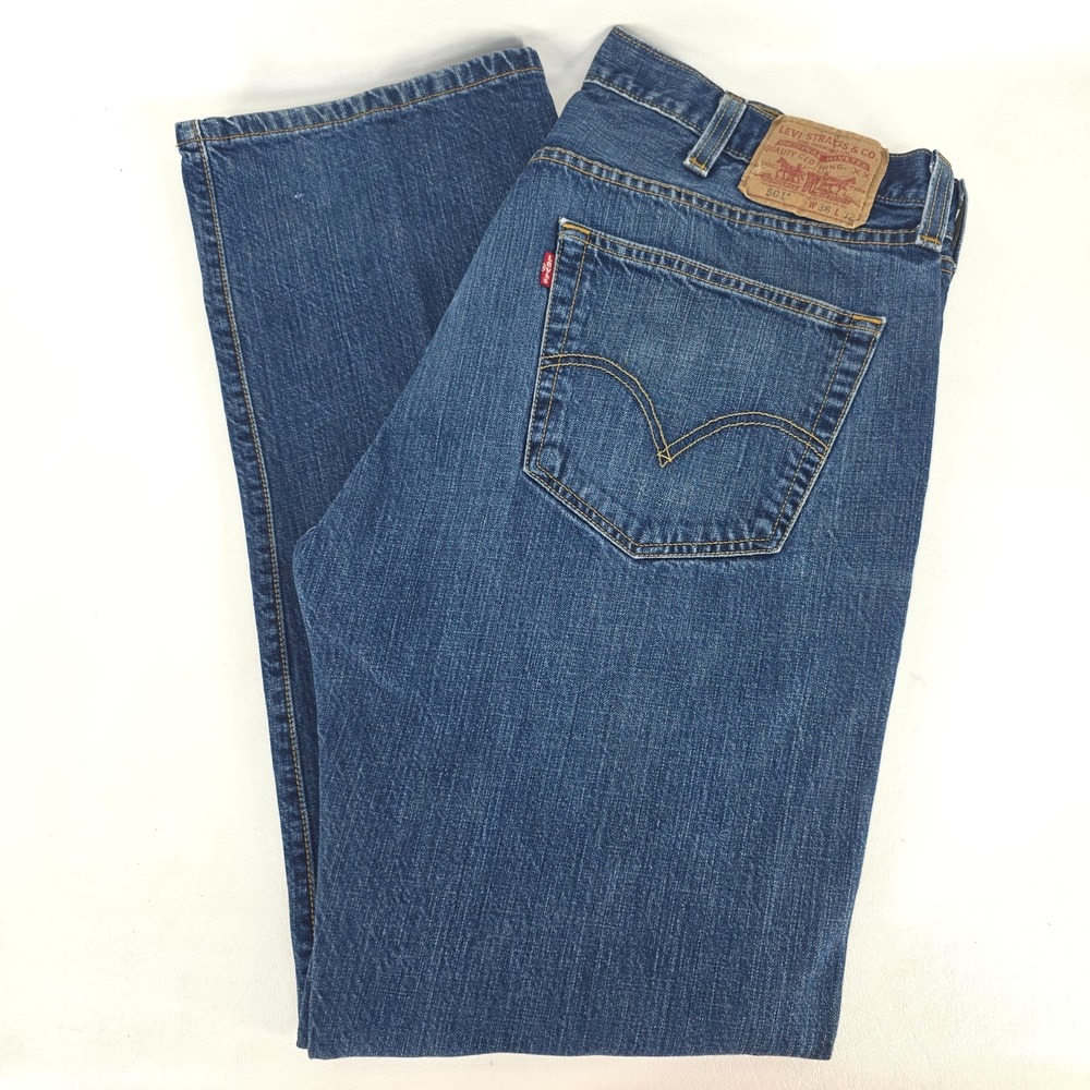 Levi's 501 Jeans Men 36x32 (38x32) Straight Leg Medium Wash Denim Whiskers Faded
